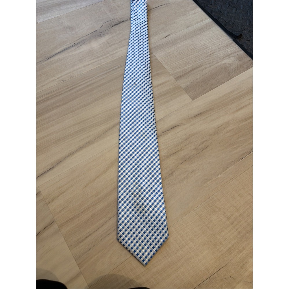Ermenegildo Zegna Mens Silk Tie Classic Light Blue Geometric Italy - Picture 5 of 10